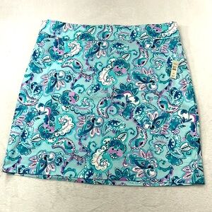 NWT Talbots Blue Purple Paisley 18W Cotton Stretch Pencil Skirt